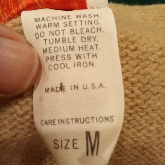 Vintage Jantzen Scotch Tumbler Men's Tan Medium Cardigan Sweater - Made In USA - Picture 5 of 5